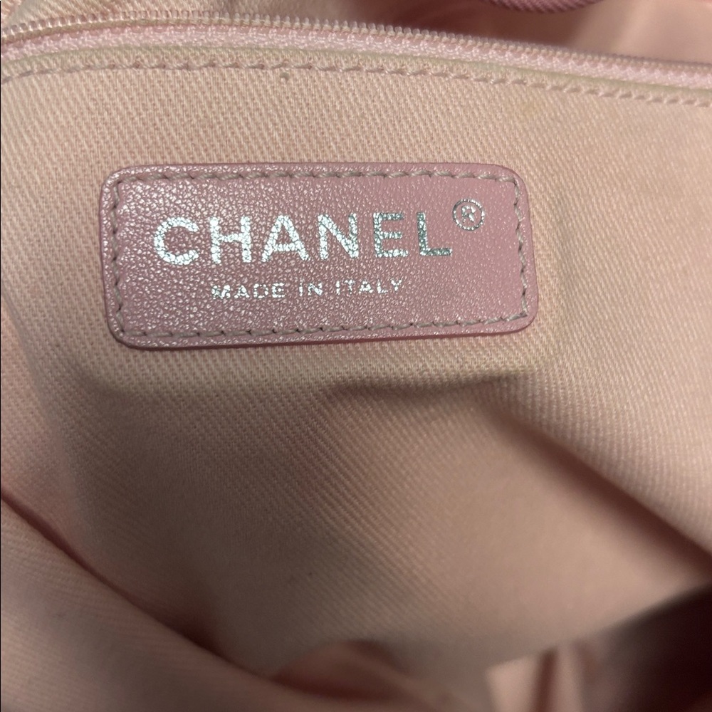 Chanel Deauville Shopping Tote Light Pink Raffia and Canvas Silver Hardware - Picture 8 of 8